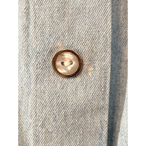 Vtg LA Chic Girls M Denim Dress Pockets Button Front USA Made Cottage Lace Kids - Picture 6 of 10